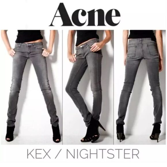 Acne Kex Nightster Low Rise Grey Denim US 30 - Picture 1 of 8